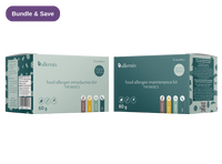 Two Allermix food allergen introduction and maintenance kit boxes on a white background